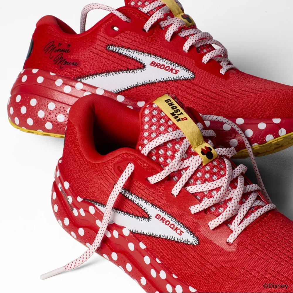 Women’s Brooks Ghost Max 2 Disney Minnie Red and White Run Disney Shoes 8.5